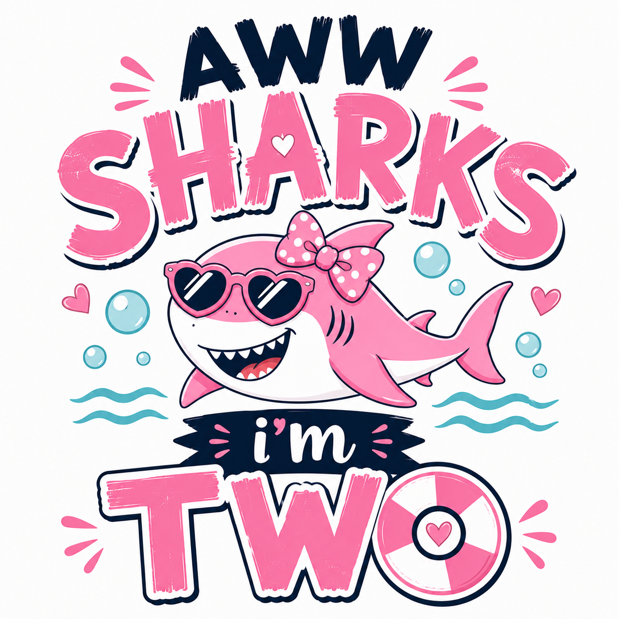 Aww Sharks DTF Print