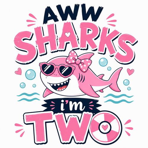 Aww Sharks DTF Print