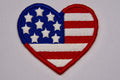 Front: Heart Shaped Embroidered Patch with an American flag motif 