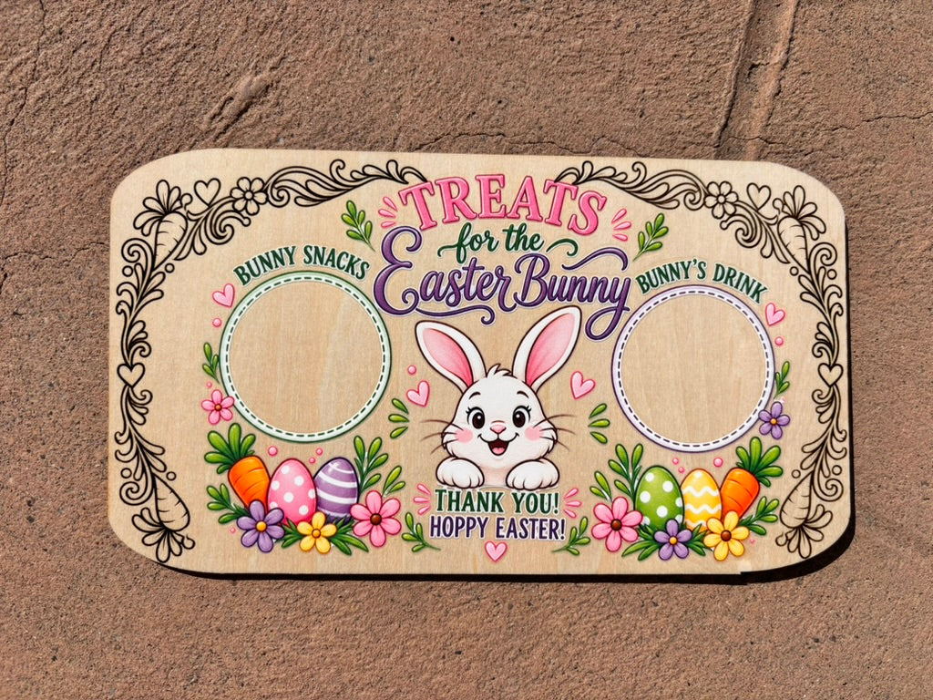 Mythical Friends Treat Board Set – Easter Bunny, Tooth Fairy, Santa & Leprechaun – Laser Engraved Basswood Snack Tray for Kids – Holiday Morning Tradition Gift