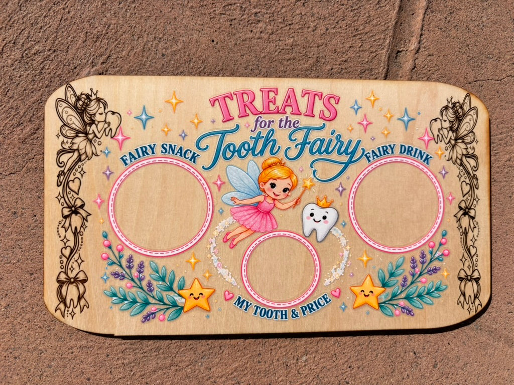 Mythical Friends Treat Board Set – Easter Bunny, Tooth Fairy, Santa & Leprechaun – Laser Engraved Basswood Snack Tray for Kids – Holiday Morning Tradition Gift
