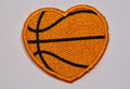 Basketball Heart Embroidered Patch – Orange & Black Sport Heart Design | Sew On or Iron On