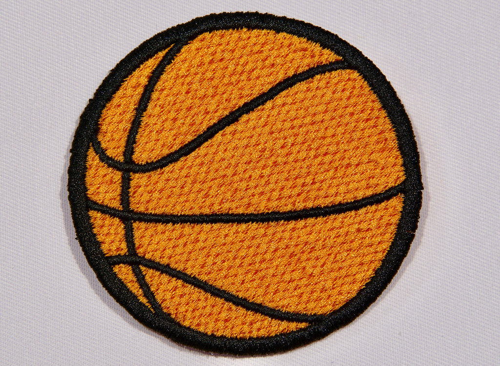 Basketball Embroidered Patch – Classic Orange & Black | Sew On or Iron On