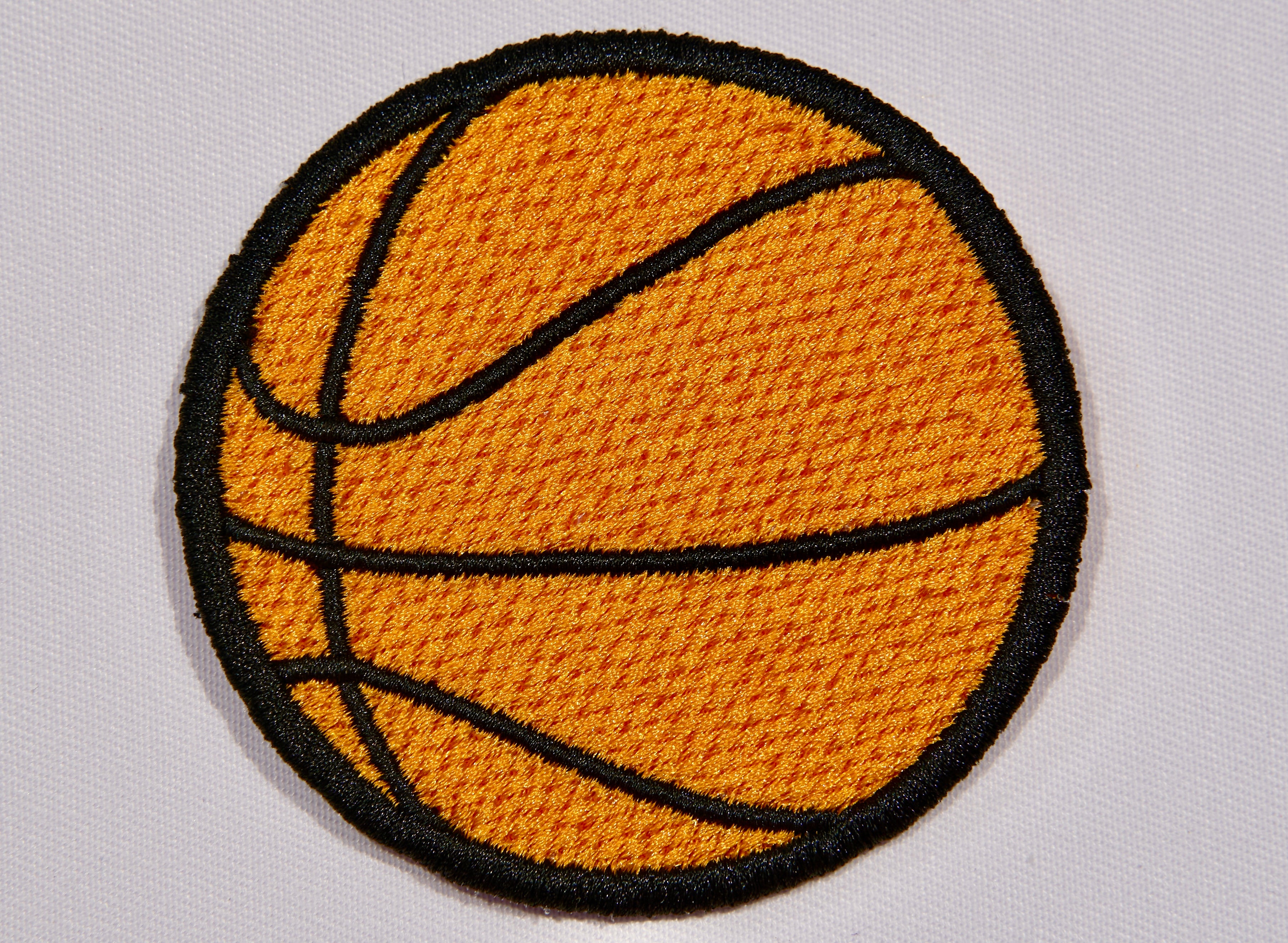 Basketball Embroidered Patch – Classic Orange & Black | Sew On or Iron On