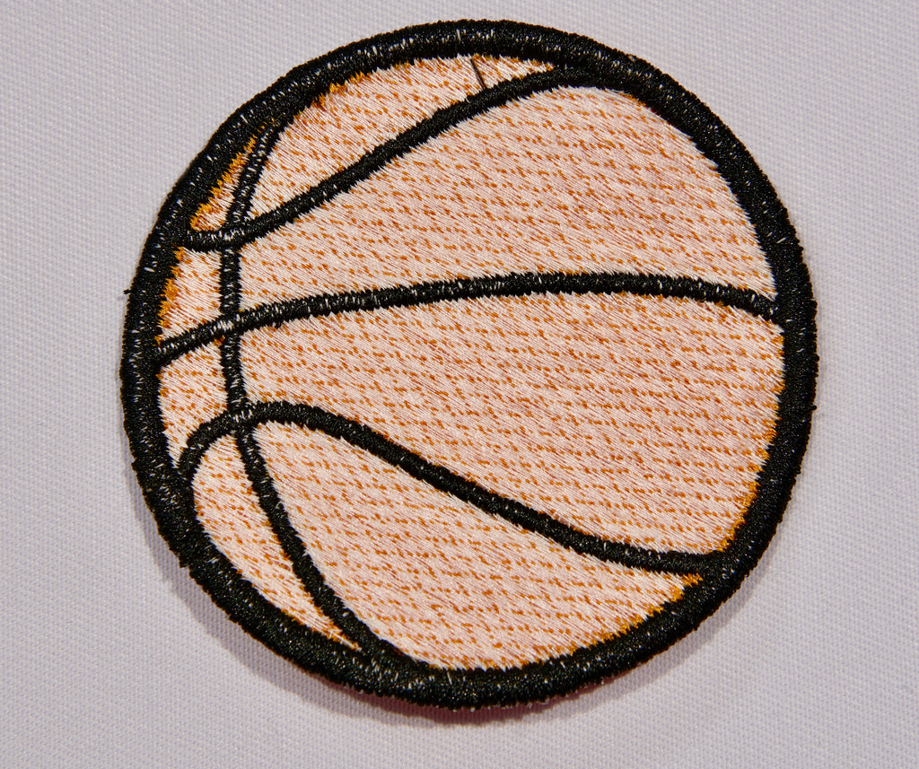 Basketball Embroidered Patch – Classic Orange & Black | Sew On or Iron On