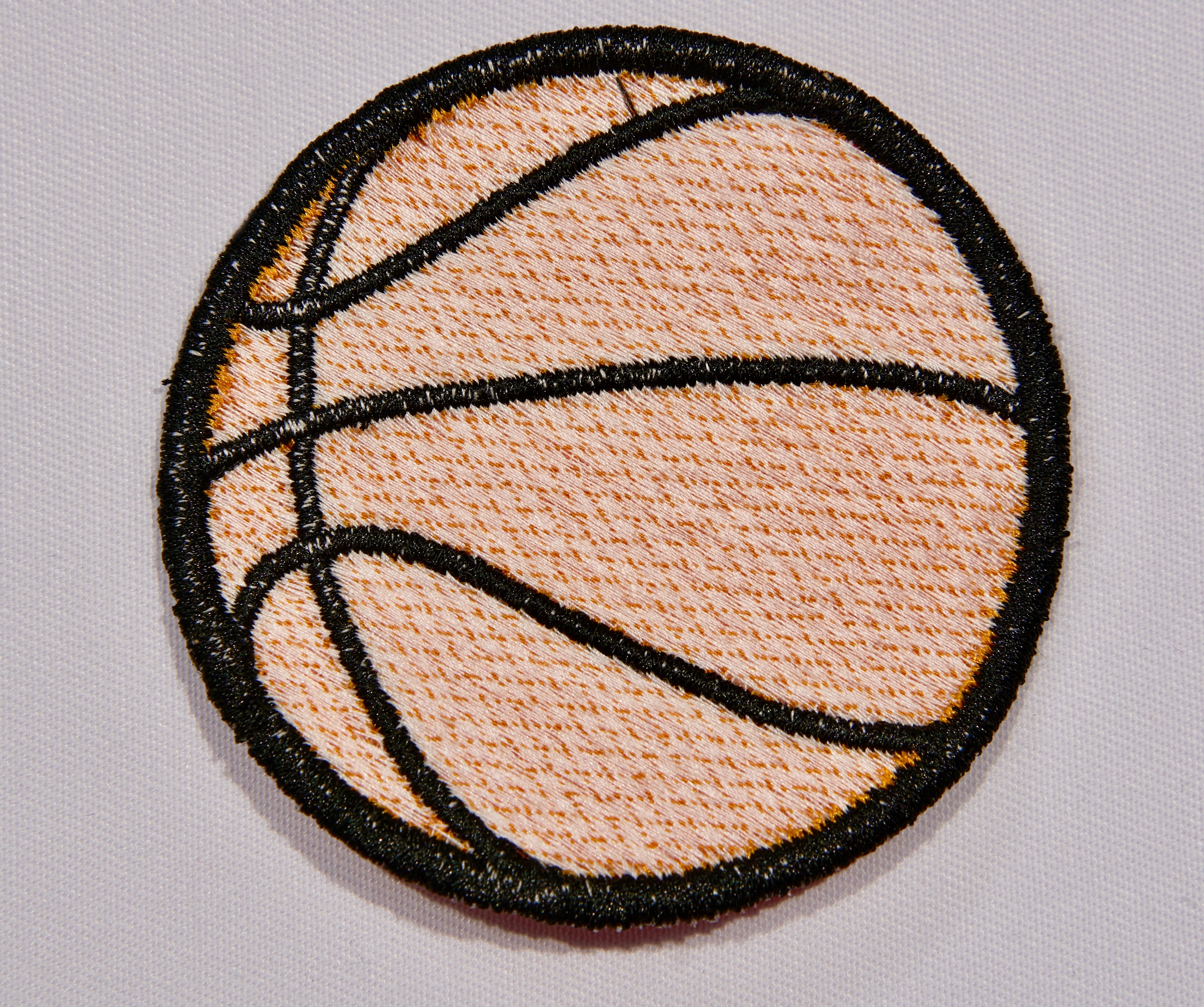 Basketball Embroidered Patch – Classic Orange & Black | Sew On or Iron On