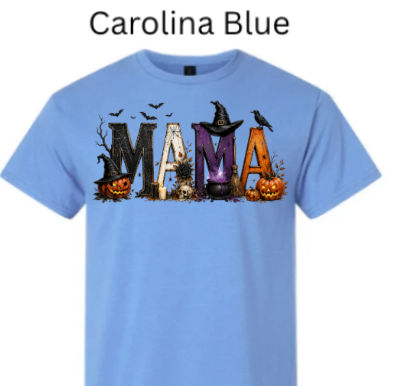 "MAMA" Halloween T-Shirt | Spooky Mom Shirt | Pumpkins Witches Skulls Design | DTF Printed