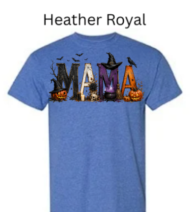 "MAMA" Halloween T-Shirt | Spooky Mom Shirt | Pumpkins Witches Skulls Design | DTF Printed