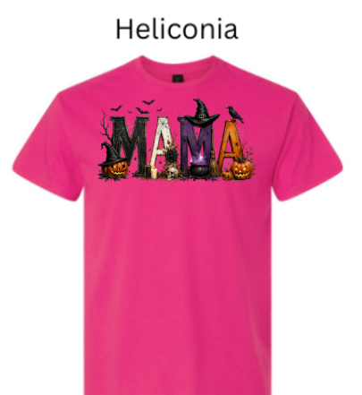 "MAMA" Halloween T-Shirt | Spooky Mom Shirt | Pumpkins Witches Skulls Design | DTF Printed