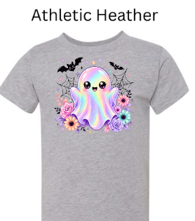 Cute Kawaii Ghost Baby Onesie | Rainbow Halloween Bodysuit with Flowers & Bats | Infant Toddler Shirt | Spooky Autumn Graphic Tee