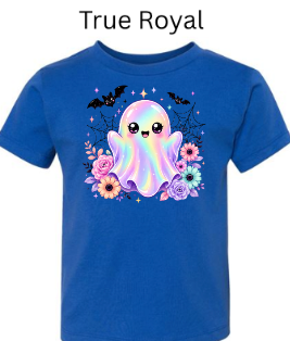 Cute Kawaii Ghost Baby Onesie | Rainbow Halloween Bodysuit with Flowers & Bats | Infant Toddler Shirt | Spooky Autumn Graphic Tee