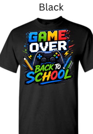Game Over Back To School T-Shirt | Gamer Graphic Tee |
