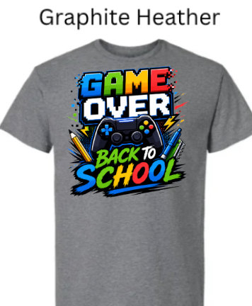 Game Over Back To School T-Shirt | Gamer Graphic Tee |