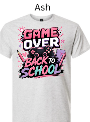 Game Over Back To School T-Shirt | Gamer Graphic Tee |