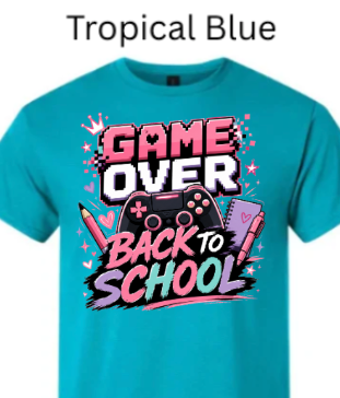 Game Over Back To School T-Shirt | Gamer Graphic Tee |