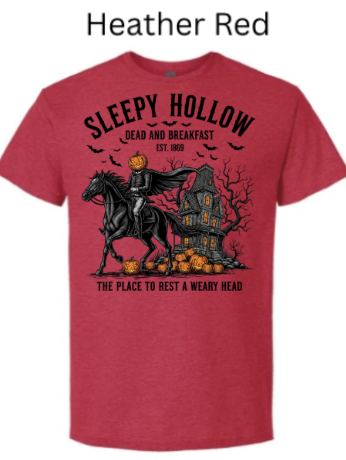 Dead and Breakfast" Sleepy Hollow T-Shirt — Vintage Halloween Graphic Tee|  Sleepy Hollow Dead and Breakfast Halloween Tee — Spooky Haunted House Shirt