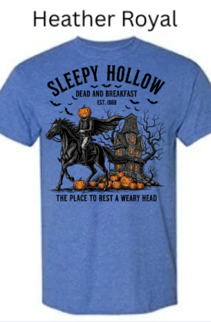 Dead and Breakfast" Sleepy Hollow T-Shirt — Vintage Halloween Graphic Tee|  Sleepy Hollow Dead and Breakfast Halloween Tee — Spooky Haunted House Shirt