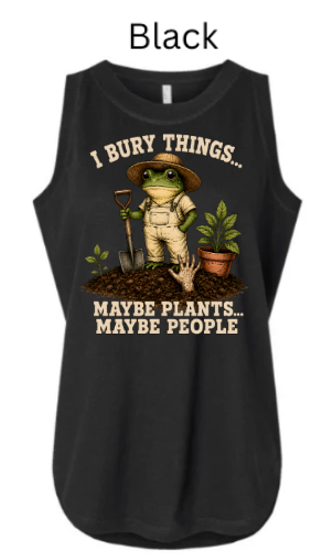 I Bury Things Gardening Frog Shirt — Funny Plant Lover Halloween Tee| "Maybe Plants Maybe People" Gardener T-Shirt — Zombie Garden Humor