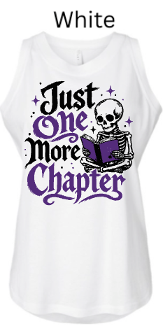 "Just One More Chapter" Skeleton Reading Book Tee | LAT Women's Jersey Tank | Book Lover Gift | Reader Humor |