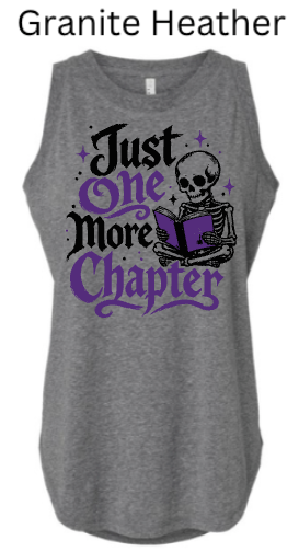"Just One More Chapter" Skeleton Reading Book Tee | LAT Women's Jersey Tank | Book Lover Gift | Reader Humor |