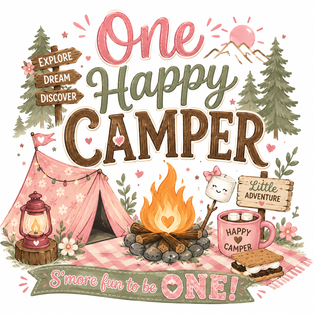 ONE happy camper Girl Apparel