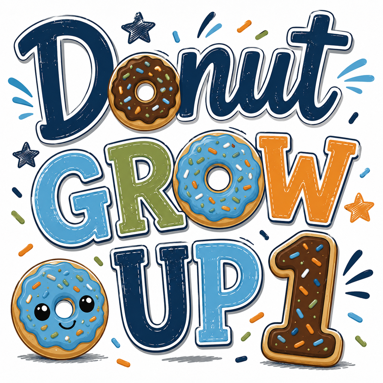 Donut Grow Up Birthday Boy Apparel