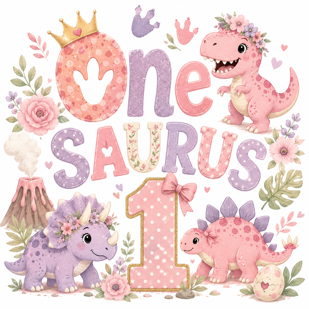 ONE-Saurus (multi Dino design) DTF Print